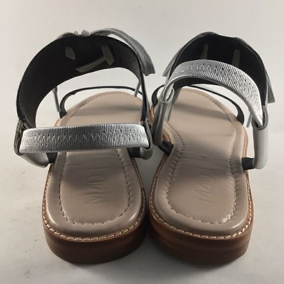 M4DE Hailey womens leather sandals lace up slides silver size 8 - Picture 5 of 8